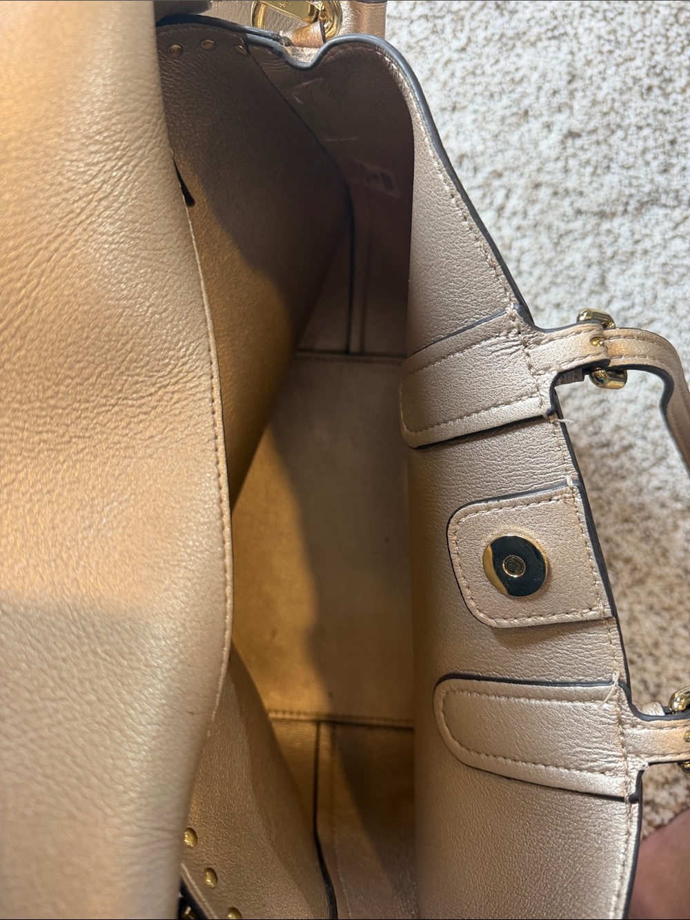 Calvin Klein Snake-Print Studded Tote Bag in Beige and Brown - Picture 7 of 12